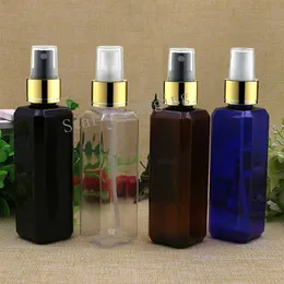 50 pcs 100 ml Goldkragen Spray Plastik Plastik Quadrat Flaschen Make -up Einstellung Sprühpumpenbehälter leere Parfümflaschen Pet Mist Sprayer213d