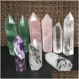 Arts And Crafts A Lot Natural Amethyst Rose Quartz Obelisk Crystal Wand Point Healing Stones T200117 Drop Delivery Home Garden Arts C Dhi2L