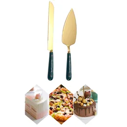 Kuchenwerkzeuge, Messer- und Schaufel-Service-Set, Edelstahl, vergoldete Klingen, Kuchen-Servieren für Geburtstage, Hochzeiten, Jubiläen, Partys 221118