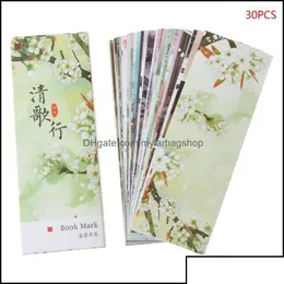 Zakładka Zakładka akcesoriów biurowych School School Business Industrial 41qa 30pcs Creative Chinese Style Paper Bookmarks Pain Dhbnx