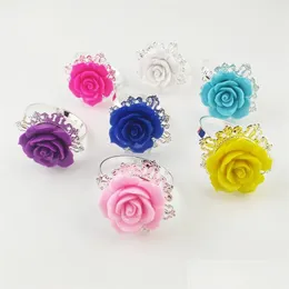 Napkin Rings Rose Flower Napkin Ring 8 Colors Holder Serviette For Wedding Party Dinner Table Decoration Accessories Drop Delivery H Dhxok