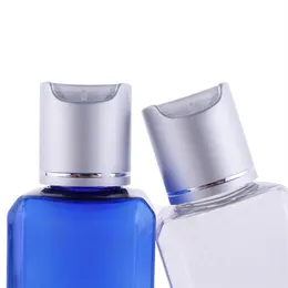 20pcs 100ml Plastikflasche Kosmetische Shampoo -Beh￤lter Pet Square Silver Foil Scheibenscheibe Top Kappe leere Tonerlotion Flaschen317g