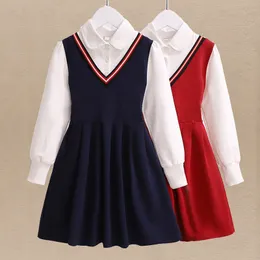 Девушки одеваются в более широкий стиль, дети для одежды весна осенняя хлопчатобумажная школьная униформа детская лоскутная костюм vestidos 221117