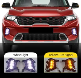 2pcs Autobeleuchtung für Kia Sonet 2020 2021 Auto Daytime Running Light Light Lampe LEL DRL mit gelber Blinker5686403
