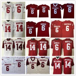 NCAA College Football Jerseys 6 Baker Mayfield 14 Sam Bradford Stitched Jersey Red White