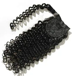 100 menschliches Haar Pferdeschwänze versaute lockige schwarze natürliche Pferdeschwanz Haarverlängerung Drawschnellschlüssel Clip in Pferdeschwanzhaarstück für Schwarz