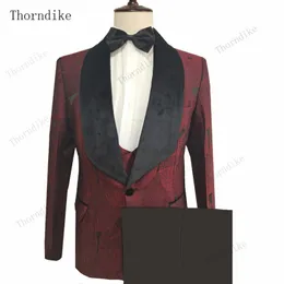 Mens Suits Blazers Thorndike Erkek Düğün Prom Takım Yeşil İnce Fit Tuxedo Erkekler Resmi İş İş Giyim 3 PCS Set Jacketpantsvest 221117