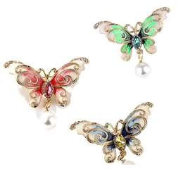 Pins Broschen Pins Broschen Natürliche Tiere Brosche Schmetterling Perlen Für Frauen Männer Schmuck Geschenk Niedliche Elegante Mode-Accessoires Drop Dhlve