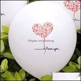 Decorazione del partito per la decorazione domestica Palloncini Lettera inglese Ti amo Motivo a cuore Lattice Rotondo Matrimonio San Valentino Airballoon Dhcvh