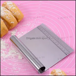 Baking Pastry Tools Stainless Steel Dough Cutter Mtifunction Bench Cake Scraper Pizza Measuring Guide Kitchen Tools 15X12Cm Dhs Dr Dhtza