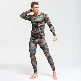 Herrens termiska underkl￤der T-shirts m￤n kamouflage termisk tr￤ningsdr￤kt underkl￤der MMA Rash Guard Compression Set Long Sleeve CrossFit 221117