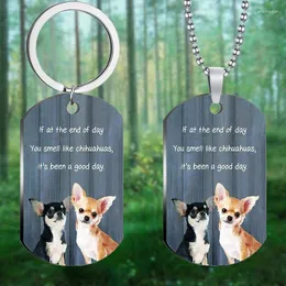 Keychains Animal KeyChain Women Chihuahua Key Chain For Men IF AT THE END OF DAY Ring Stainless Steel Keyring Party Pendant Girls Gift