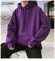 Męskie bluzy bluzy Zogaa marka z kapturem HARAJUKU Student Pure Color Fashion Simple Streetwear and Women's Pullover 221117