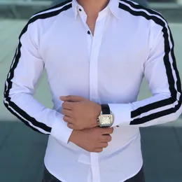 Männer Casual Hemden Ankunft Luxus Stilvolle Slim Fit Langarm Kleid Männliche Business Formale Tops Für 221117