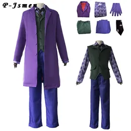 أزياء أنيمي PJSMen Movie Joker Heath Ledger Costume Cosplay Knight Coat Shirt Suit Comple