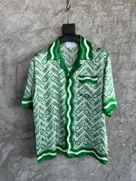 Summer męskie 2023 Koszule Mężczyźni Desigers Krótka koszula Slim Fit Casual Short Rleeves Hawaii Silk High Gentleman Noble Bluzka Zielona Zielona Top wydruku