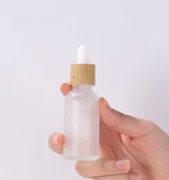 Cosmetic Empty Frosted Container Refillable Essential Oil Dropper Bottles 5ml 10ml 15ml 20ml 30ml 50ml 100ml with Bamboo Lids8003683
