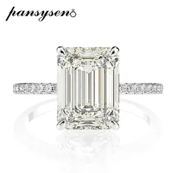 Panyssen Real 925 Sterling Silver Emerald Cut erstellt Diamond Ehering für Frauen Luxusvorschlag Verlobungsring 201161270660