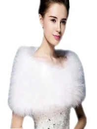 패션 고급 여성 039S Real Tostrich Feather Fur 신부 결혼식 숄 Capepashmina Fluffy Warm Lady039s Coat5754453