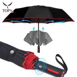 Ombrello automatico lungo in acciaio Rain Women 3Folding Wind Slip Luxury Large For Men Coating 10K parasol J220722