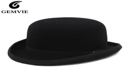 Gemvie 4 Colors 100 Wool Felt Derby Bowler Hat for Men Women Satin Cloy Fashion Party Sactions Fedora Costume Magician Hat 2205077747378