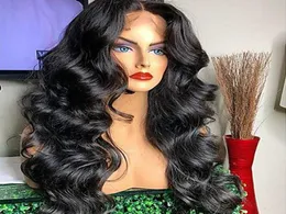 2020 HD Lace Transparente Frente Hair Human Wigs Full Lace Wig Pré -arranhado Corpo Brasileiro Wave 360 ​​Lace Frontal Wig Com cabelos para bebê R6305265