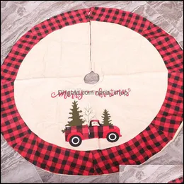 크리스마스 장식 메리 크리스마스 트리 스커트 쿠션 플라워 인쇄 크리스마스 스커트 파티 축제 홈 장식 드롭 배달 정원 Dhuwi