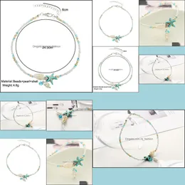 Fußkettchen Muschel Seestern Perle Perlenkette Fußkettchen Armbänder Strand Fuß Modeschmuck für Frauen Drop Lieferung Dhh8L