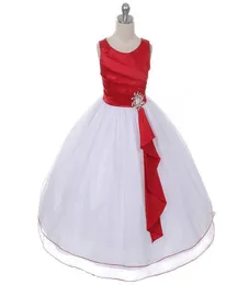 Novo Red White Flower Girl Dresses Party Party Wedding Damas de honra ocasião formal