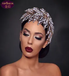 고급 금 신부 헤어 밴드 Tiara Baroque Crystal Bridal Headwear Crown Rays wedding Jewelry Hair Accessories 다이아몬드 4886228