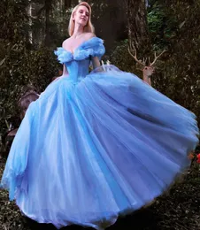 Ballkleid -Prom -Kleider 2017 Luxus Cinderella Kleid Blau Cap Sleeve Quinceanera formelle Partykleid Hochwertige Ger￤tekleider1323552