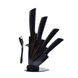 Kök knivar keramiska knivar tillbehör Set 3 Paring 4 Utility 5 Skivning 6 kockknivhållare Peeler Black Blade315q