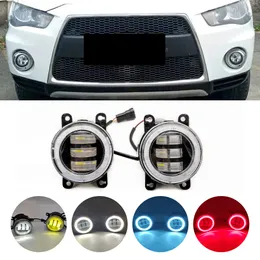 2 pçs conjunto de luz de nevoeiro do carro led anjo olho luz circulação diurna drl h11 12v para mitsubishi outlander ii cw w 2006 - 2012