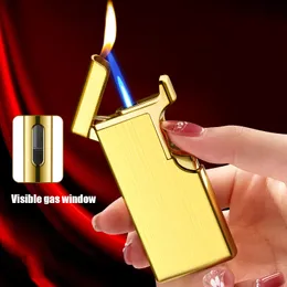 Креативная двойная огнеструйная зажигалка, ветрозащитный факел, прикуриватель, металлическая зажигалка для преобразования огня, женские аксессуары для курения, подарок