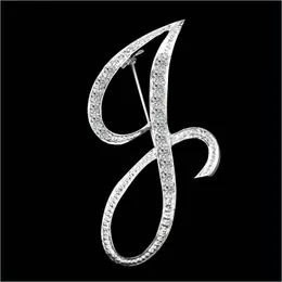 دبابيس دبابيس AZ 26 Diamond English Letter Brooch Pinial Lepal Pins Top Dorts Badge Mashing Jewelry for Women Men Drop Delivery Dhkjz