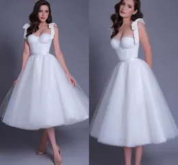 Tiul Civil Civil Short A-Line Wedding Dress for Women 2023 Sweetheart Bow Bridal Party Suknie