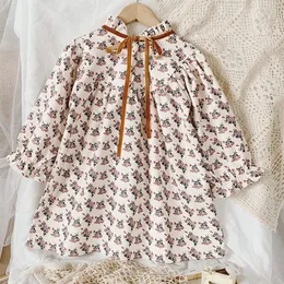 Abiti da ragazza S Spring Autumn Toddler Kids Long Manica floreale per ragazze Bambini retrò in stile coreano Abbigliamento 221118