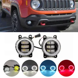 Bilens främre stötfogar dimma ljusmontering ledde Angel Eye Daytime Running Light DRL H11 12V för Jeep Renegade Bu 2015 2016 2017 2018