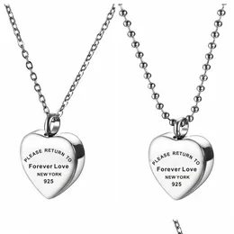 Pendant Necklaces Heart Memory Necklace For Women Please Return To Forever Love Stainless Steel Ashes Urn Jewelry Drop Delivery Neck Dhq9K