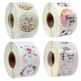 Geschenkpapier, Hochzeitseinladungs-Umschlagaufkleber, Dankeschön-Basteletiketten, 2,5 cm, 500 Stück/Rolle, Blumenmuster