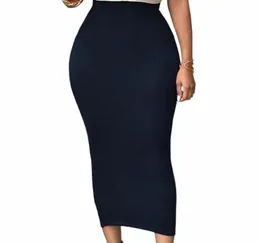 юбки Bigsweety Mid Calf Casual юбка высокая талия для женской офисная леди с твердым черным серого зеленого макси -юбки V1QQ4733786