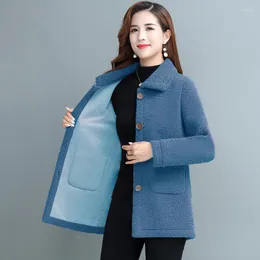Chaqueta de lana de cordero para mujer, abrigo grueso de una pieza de imitación, abrigo de talla grande 5XL P008, otoño e invierno, 2022