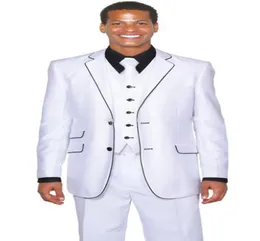 Novo dois botões White Notch Lapeel Men Suits Groom Tuxedos Men Party Party Groomsmen Suits JacketPantsvesttie J8702399304
