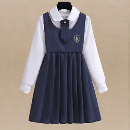 Kız elbiseler çocuk giyim kızlar için giyim okulu üniforma çocuklar bluz elbise genç kostüm bahar sonbahar vestidos 6 8 10 12 14 yıl 221118