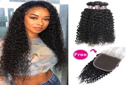 Ishow Peruvian Human Hair Bundles with Closure Buy 3Bundles Get A Deep Loose Wave Yaki Indian Straight Kinky Curly Body for W7710867