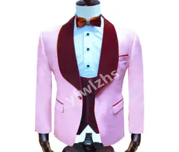 CustomMade One Button Men Suits Shawl Lapel Groomsmen Groom Tuxedos WeddingPromdinner Man Blazer Jacket Pants Tie Vest M71