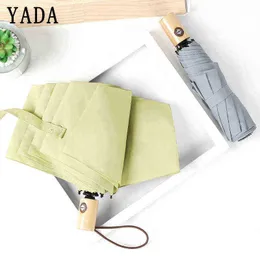 Yada retro drewniany uchwyt projektowy Automatyczny parasol składany deszcz dla kobiet ochrona deszczowa yd099 J220722