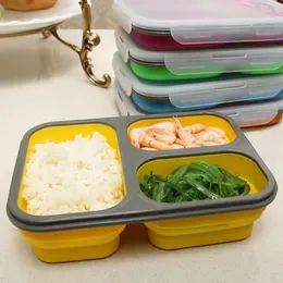 Boîte à déjeuner pliable en Silicone, bol Portable de grande capacité, boîtes à Bento, boîte à déjeuner pliante écologique 1100ml 1223651