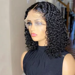Krótkie ludzkie peruki do włosów dla kobiet Brazylijskie przezroczyste t częściowo koronkowe bob peruka 13x1 głębokie fael remy Perruque cheveux humain