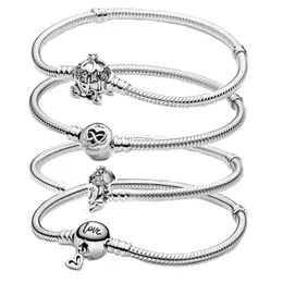 Donne di gioielli di lusso 925 braccialetti argento braccialetti in forma fitta pandora perle pandora incantature bracciale designer a catena serpente con scatola originale per lad253v